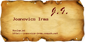 Joanovics Irma névjegykártya